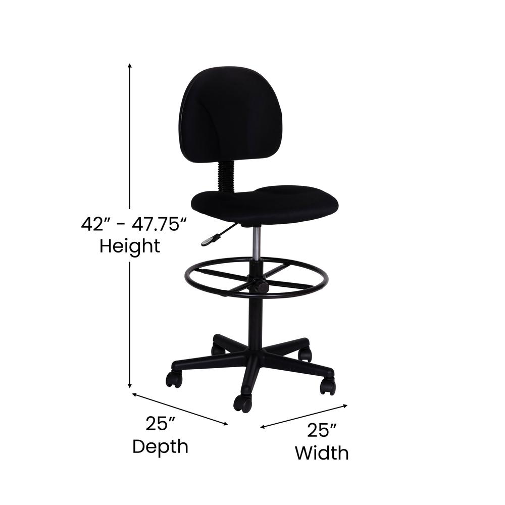 Black Fabric Drafting Chair (Cylinders: 22.5''-27''H or 26''-30.5''H). Picture 6