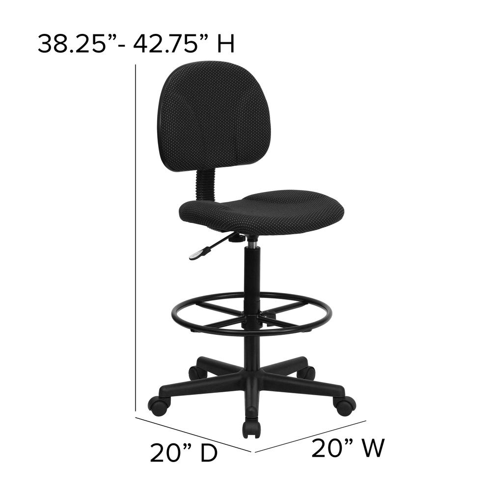 Black Patterned Fabric Drafting Chair (Cylinders: 22.5''-27''H or 26''-30.5''H). Picture 2