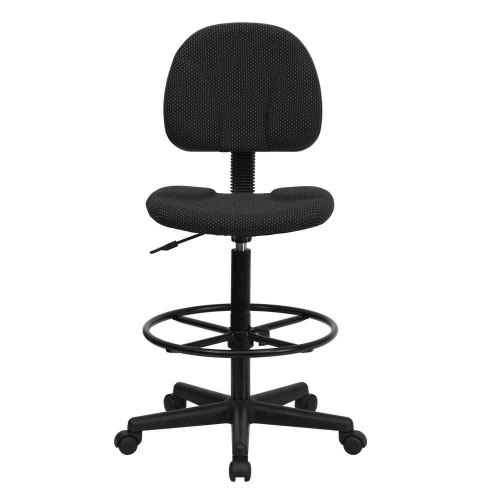 Black Patterned Fabric Drafting Chair (Cylinders: 22.5''-27''H or 26''-30.5''H). Picture 5