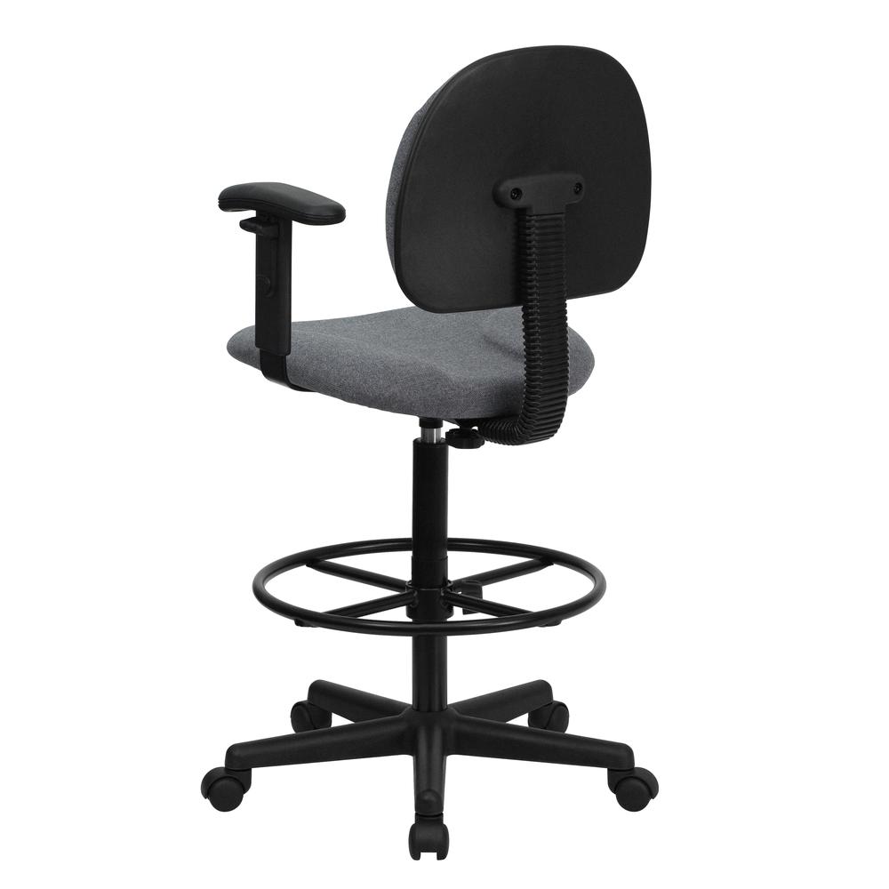 Gray Fabric Drafting Chair with Adjustable Arms (Cylinders: 22.5''-27''H or 26''-30.5''H). Picture 3