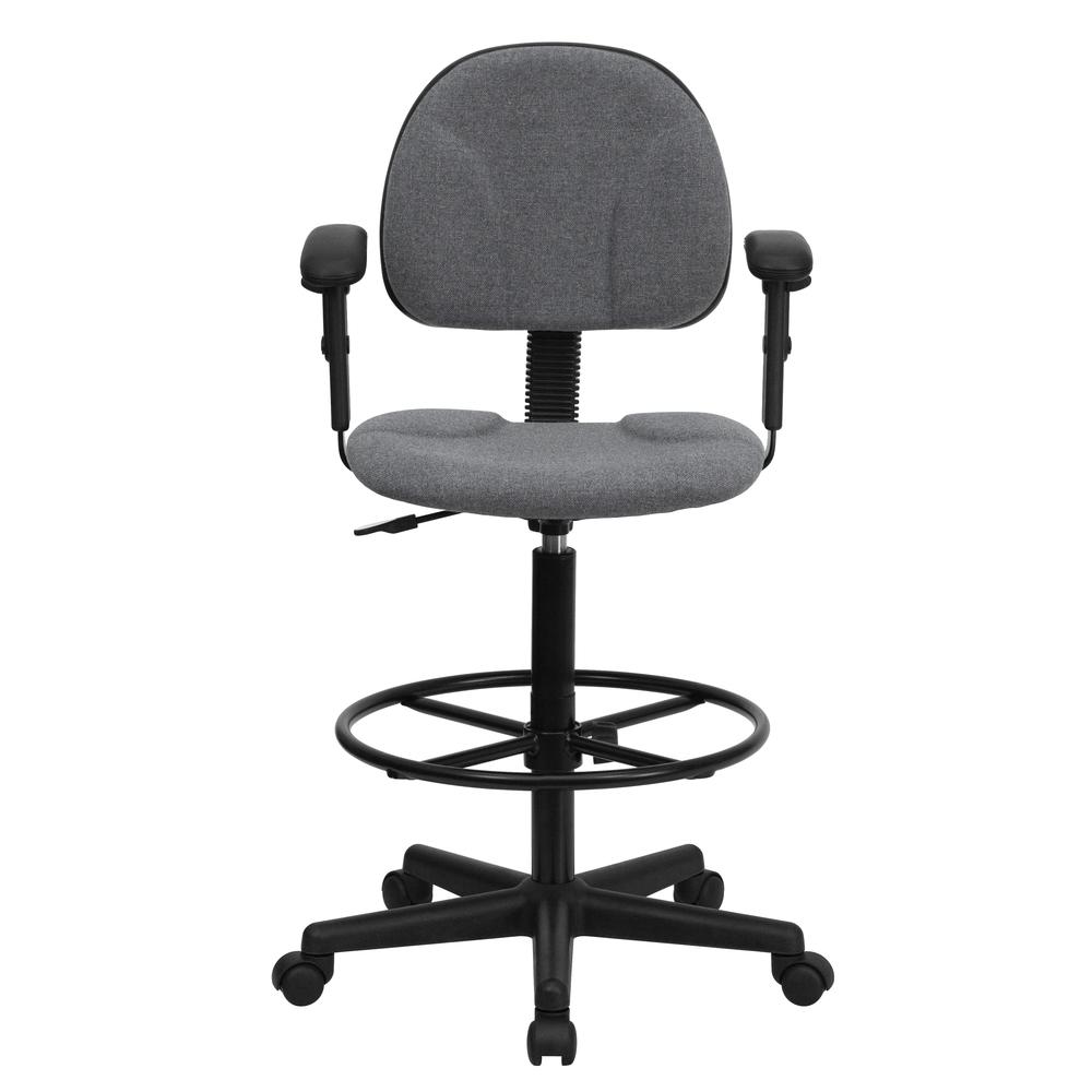 Gray Fabric Drafting Chair with Adjustable Arms (Cylinders: 22.5''-27''H or 26''-30.5''H). Picture 4
