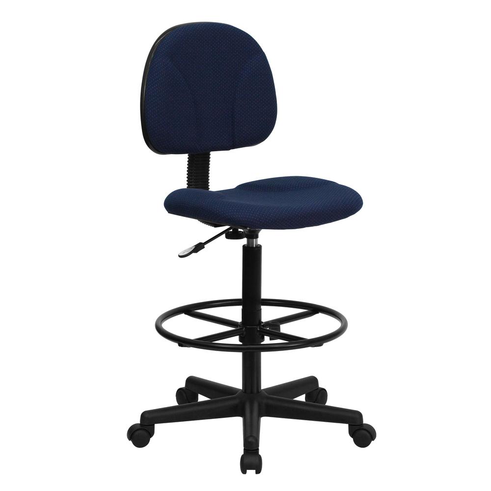 Navy Blue Patterned Fabric Drafting Chair (Cylinders: 22.5''-27''H or 26''-30.5''H). Picture 1