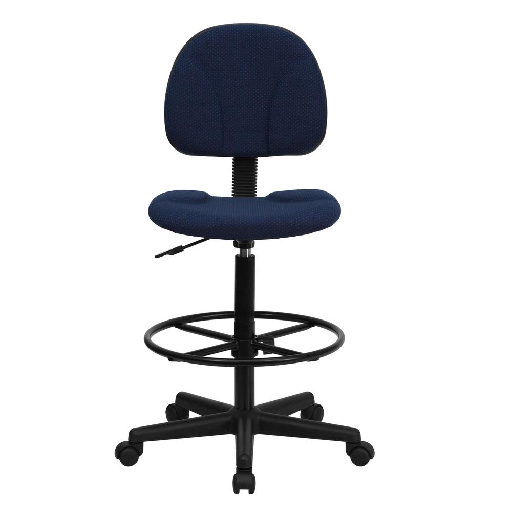 Navy Blue Patterned Fabric Drafting Chair (Cylinders: 22.5''-27''H or 26''-30.5''H). Picture 4