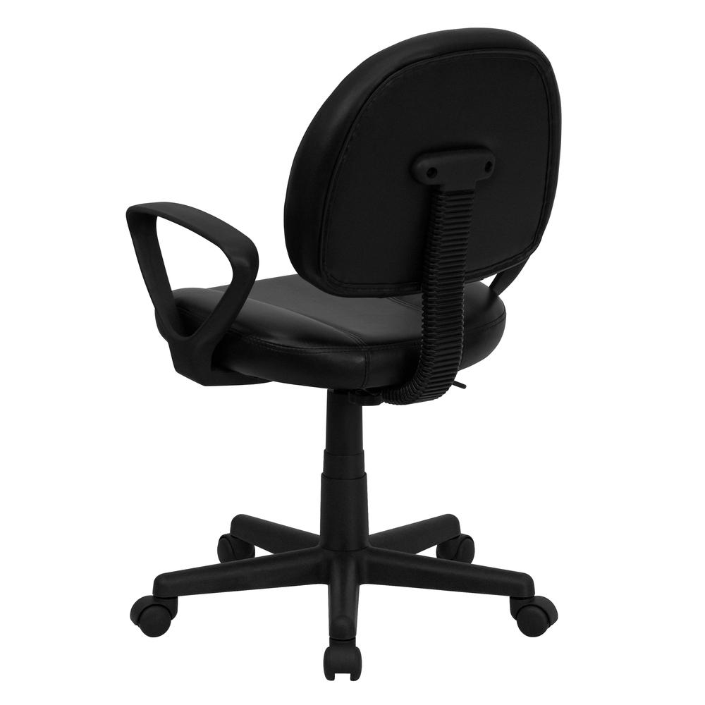 Mid-Back Black LeatherSoft Swivel Ergonomic Task Office Chair with Back Depth Adjustment and Arms. Picture 4
