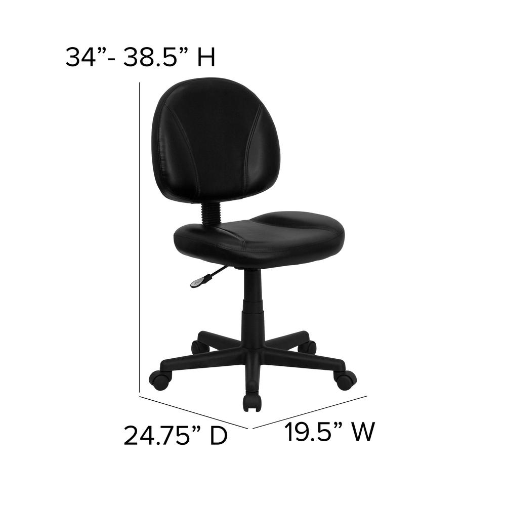 Mid-Back Black LeatherSoft Swivel Ergonomic Task Office Chair with Back Depth Adjustment. Picture 2