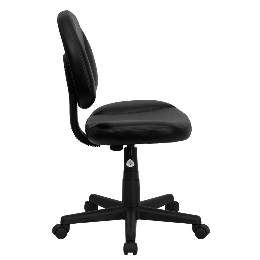 Mid-Back Black LeatherSoft Swivel Ergonomic Task Office Chair with Back Depth Adjustment. Picture 3