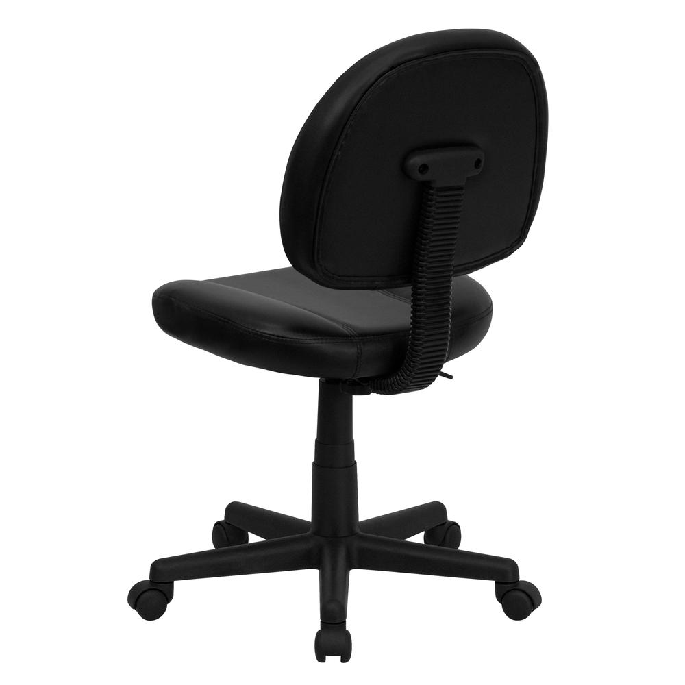 Mid-Back Black LeatherSoft Swivel Ergonomic Task Office Chair with Back Depth Adjustment. Picture 4