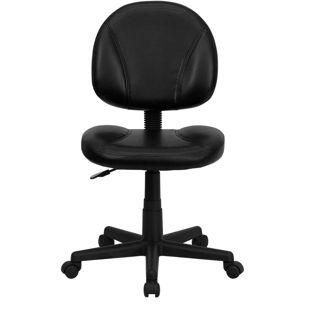 Mid-Back Black LeatherSoft Swivel Ergonomic Task Office Chair with Back Depth Adjustment. Picture 5