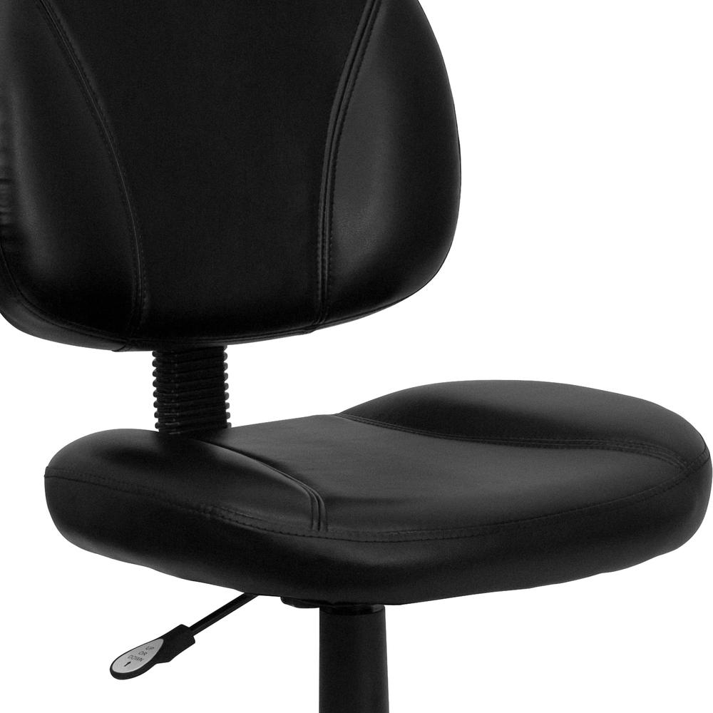 Mid-Back Black LeatherSoft Swivel Ergonomic Task Office Chair with Back Depth Adjustment. Picture 6
