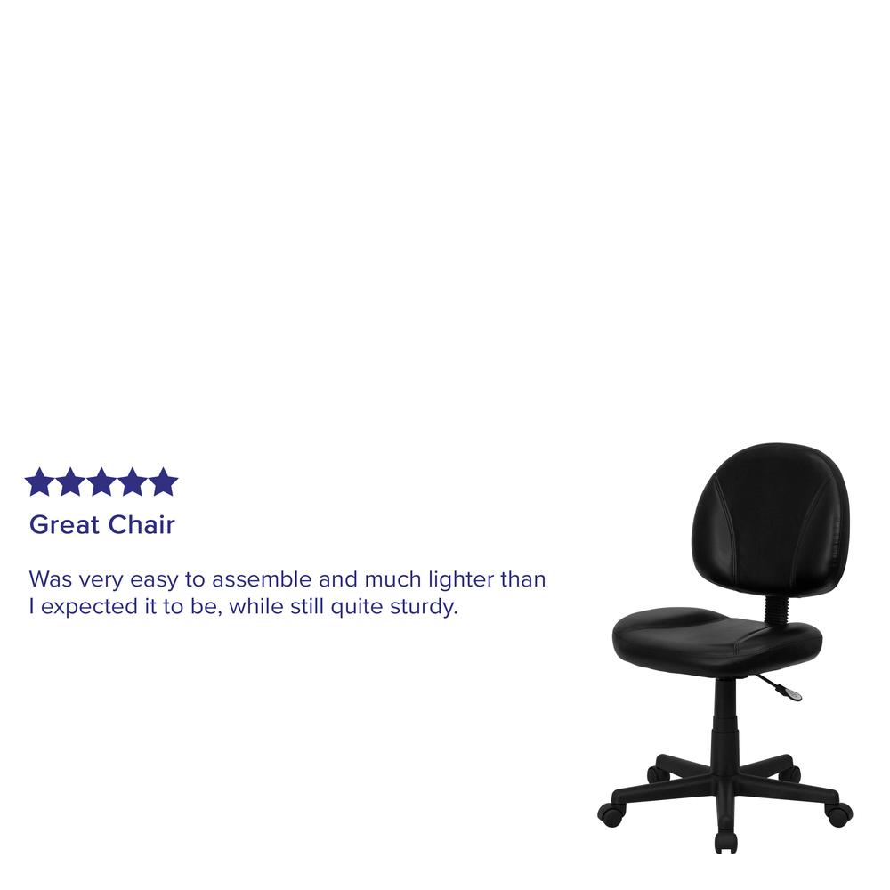 Mid-Back Black LeatherSoft Swivel Ergonomic Task Office Chair with Back Depth Adjustment. Picture 8