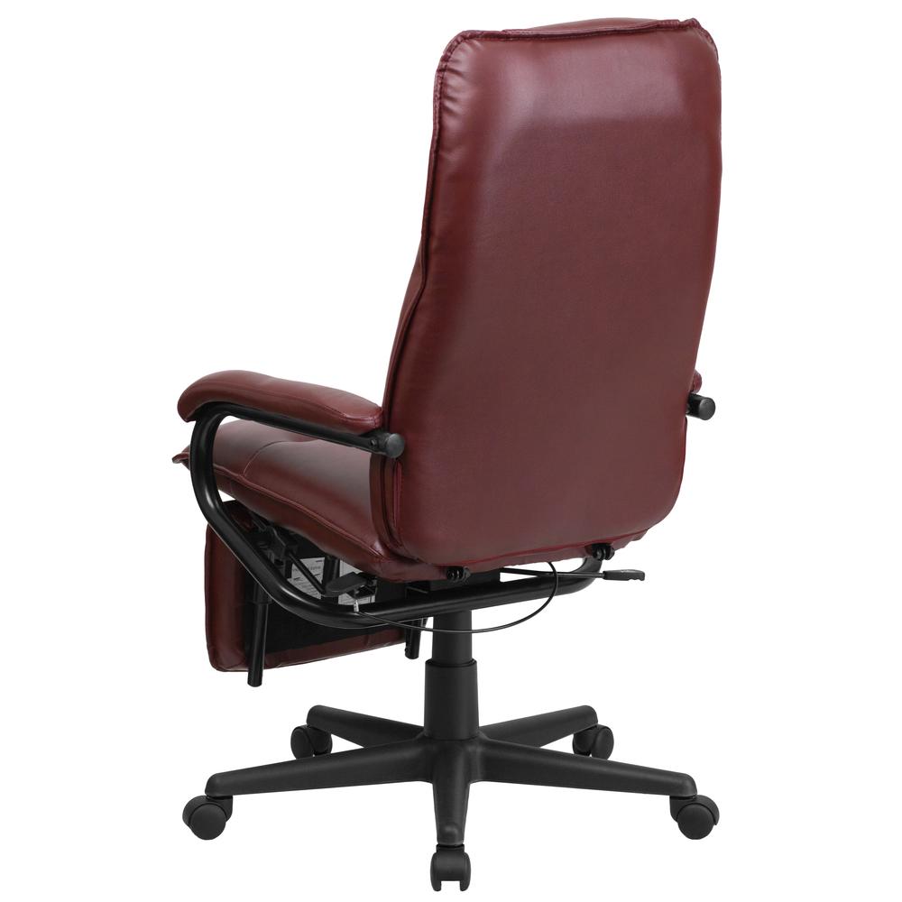 High Back Burgundy LeatherSoft Executive Reclining Ergonomic Swivel Office Chair with Arms. Picture 3