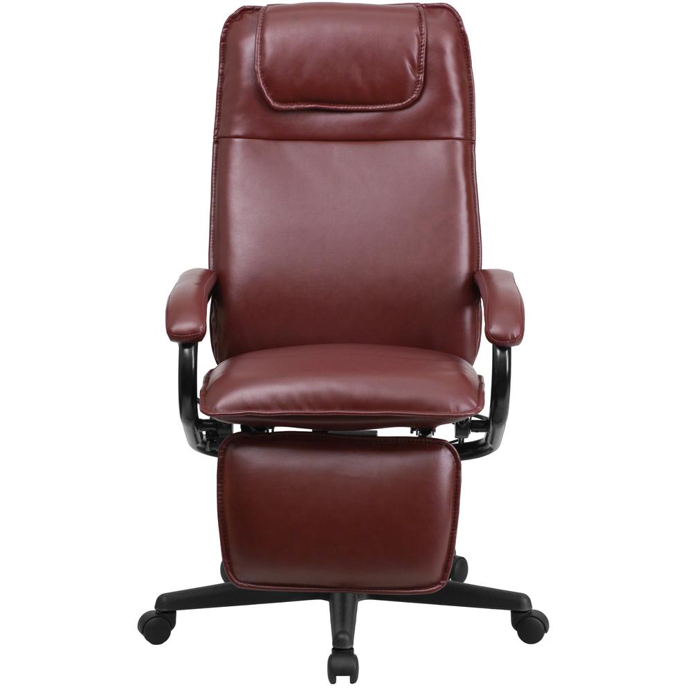 High Back Burgundy LeatherSoft Executive Reclining Ergonomic Swivel Office Chair with Arms. Picture 4