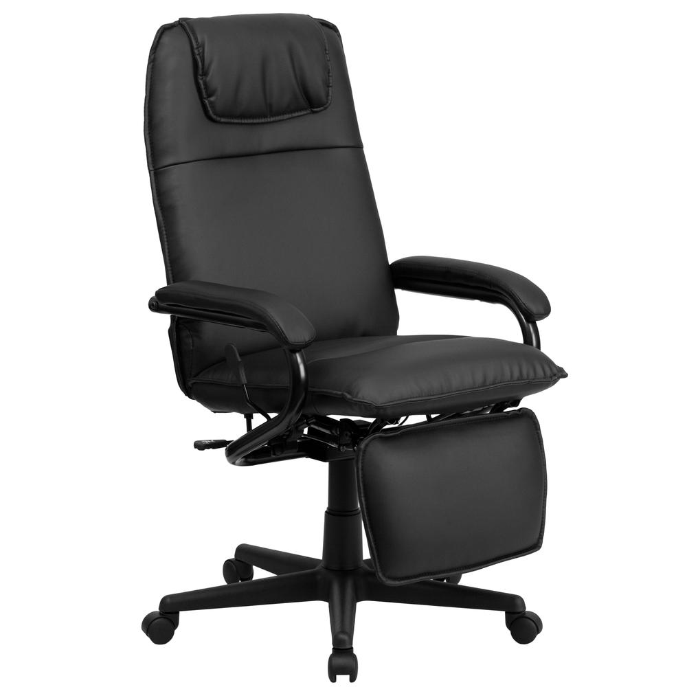 High Back Black LeatherSoft Executive Reclining Ergonomic Swivel Office Chair with Arms. Picture 1