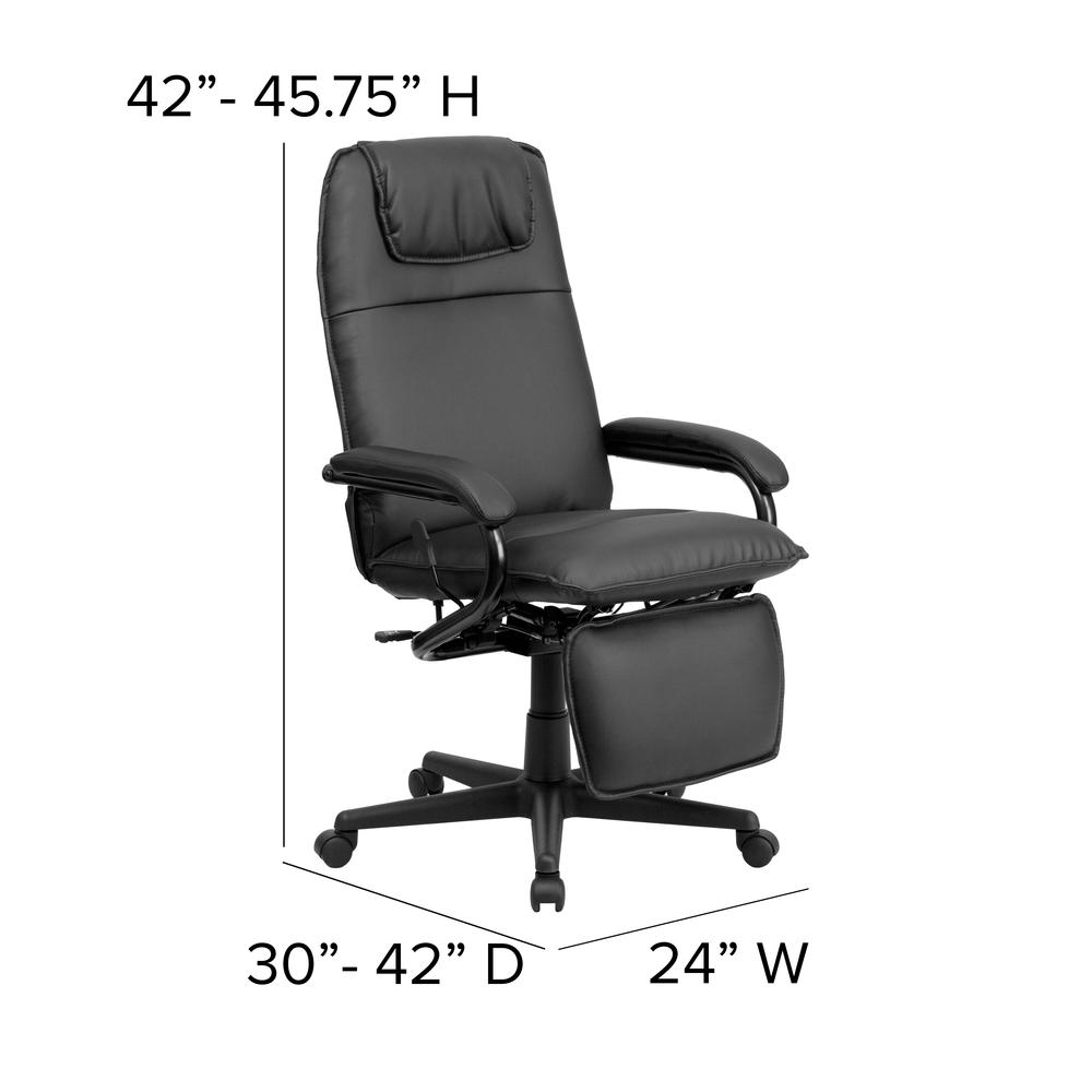 High Back Black LeatherSoft Executive Reclining Ergonomic Swivel Office Chair with Arms. Picture 2