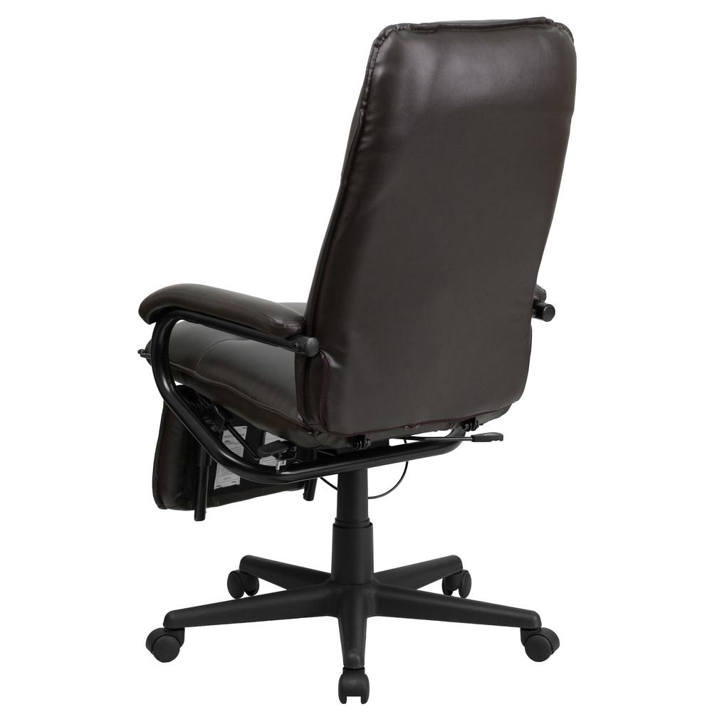 High Back Brown LeatherSoft Executive Reclining Ergonomic Swivel Office Chair with Arms. Picture 3