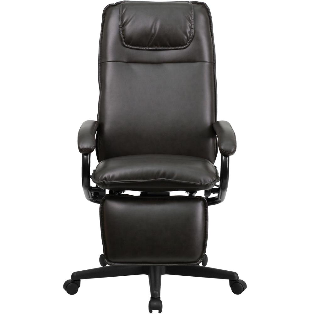 High Back Brown LeatherSoft Executive Reclining Ergonomic Swivel Office Chair with Arms. Picture 4