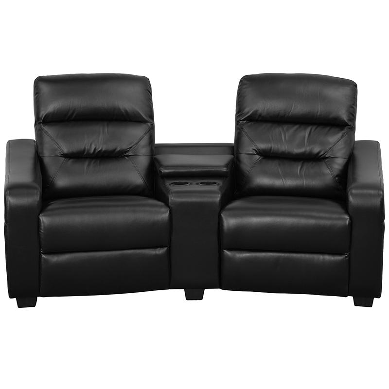 Futura Series 2-Seat Reclining Black LeatherSoft Theater Seating Unit with Cup Holders. Picture 4
