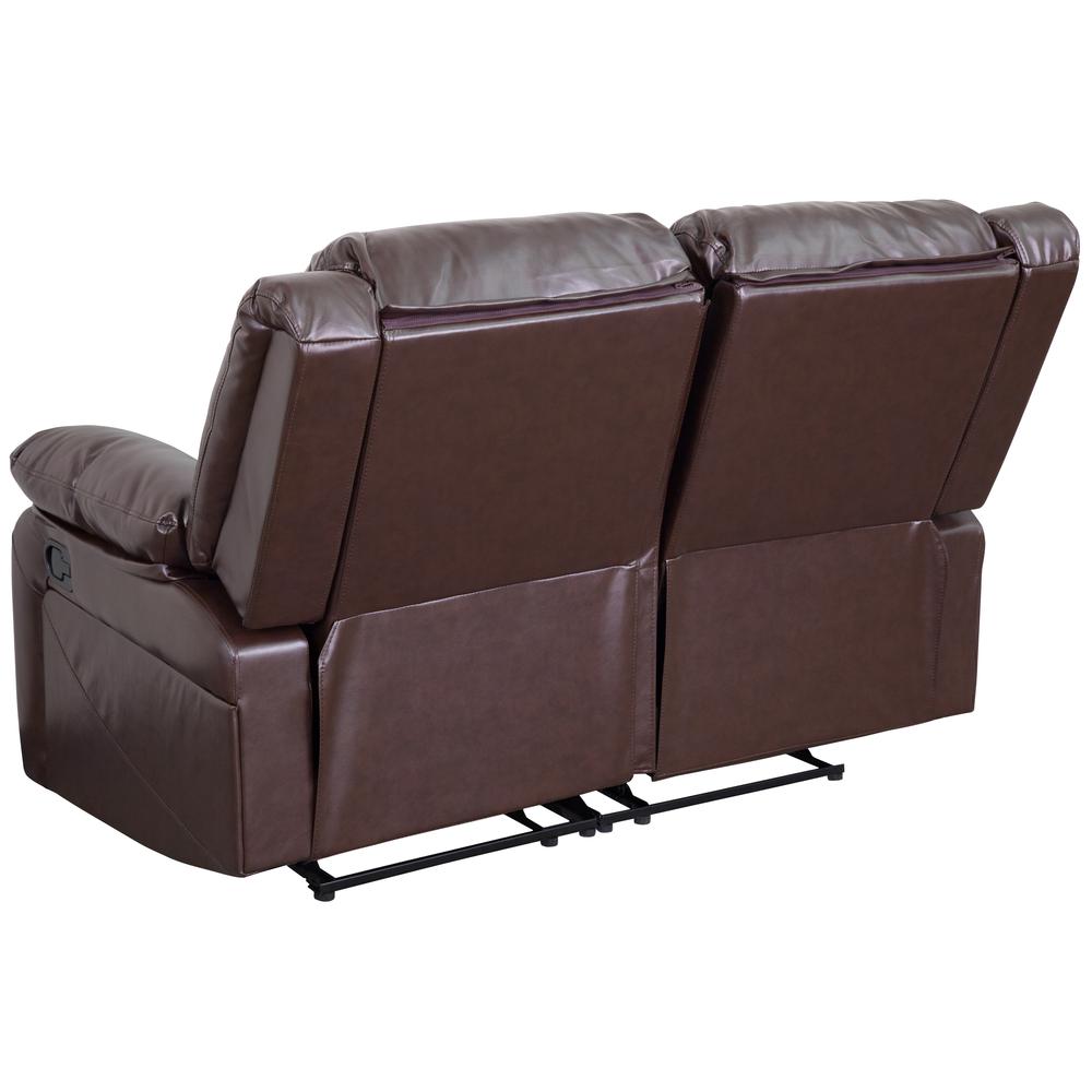 Harmony Series Brown LeatherSoft Loveseat with Two Built-In Recliners. Picture 3