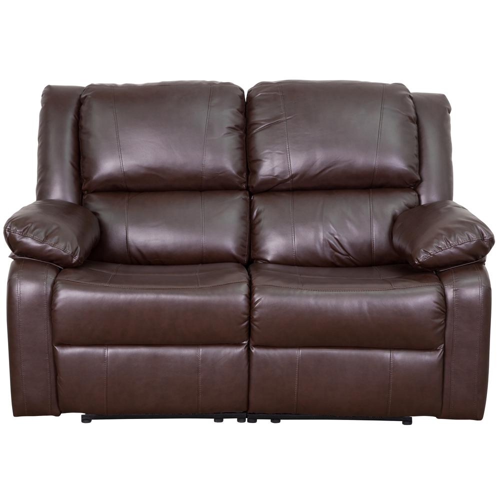 Harmony Series Brown LeatherSoft Loveseat with Two Built-In Recliners. Picture 4