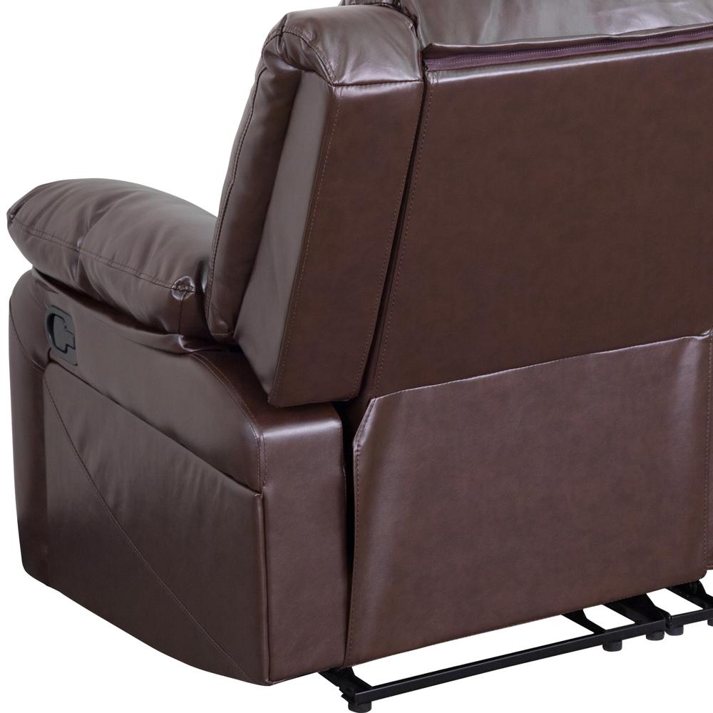 Brown LeatherSoft Loveseat with Two Built-In Recliners. Picture 7