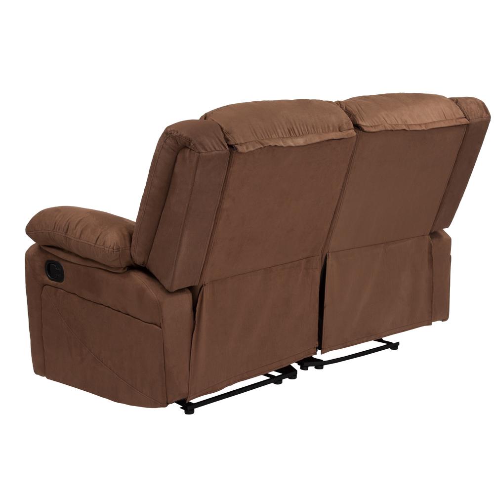 Chocolate Brown Microfiber Loveseat with Two Built-In Recliners. Picture 7