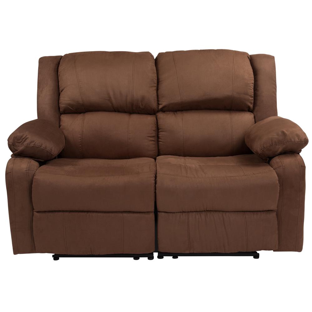 Chocolate Brown Microfiber Loveseat with Two Built-In Recliners. Picture 8