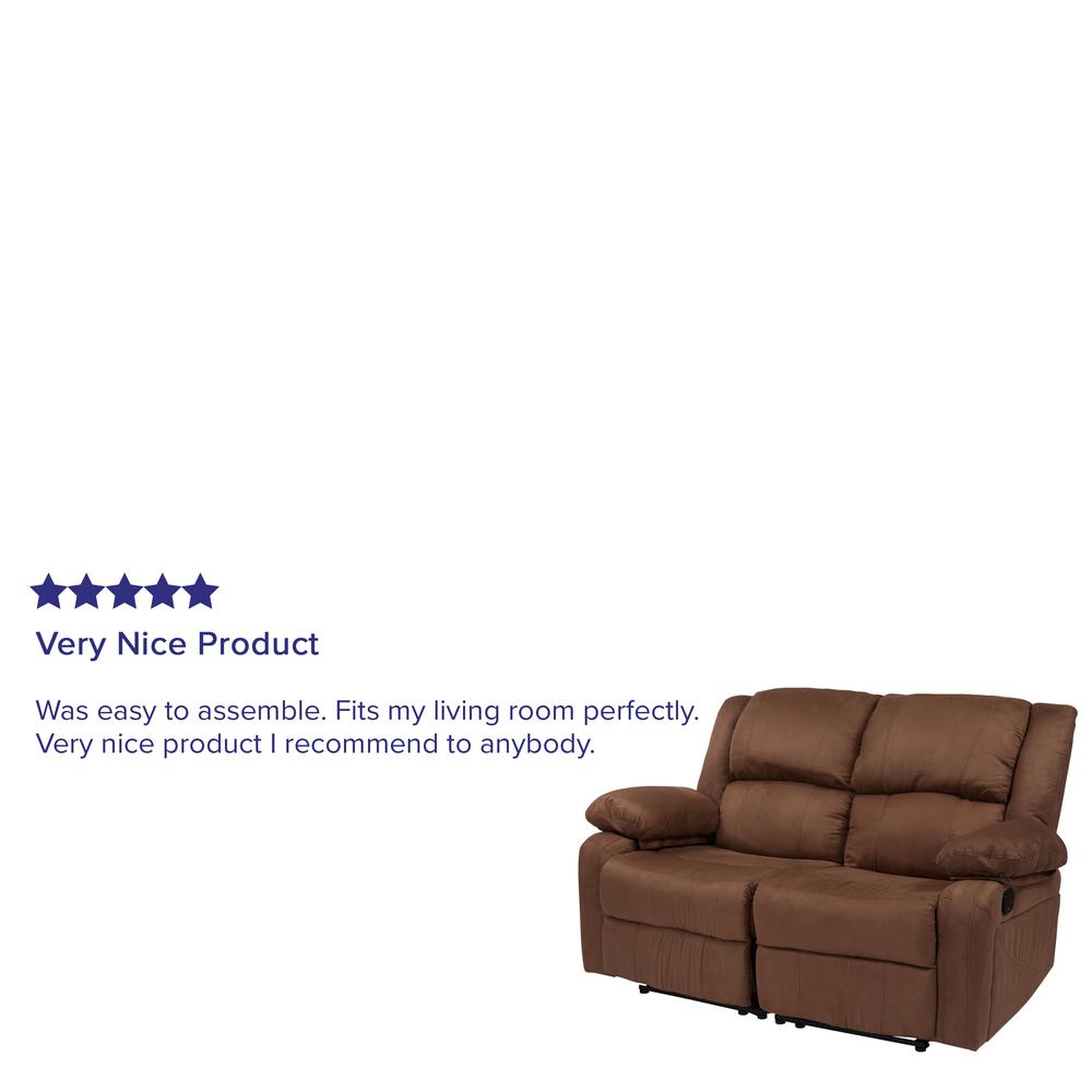 Chocolate Brown Microfiber Loveseat with Two Built-In Recliners. Picture 9