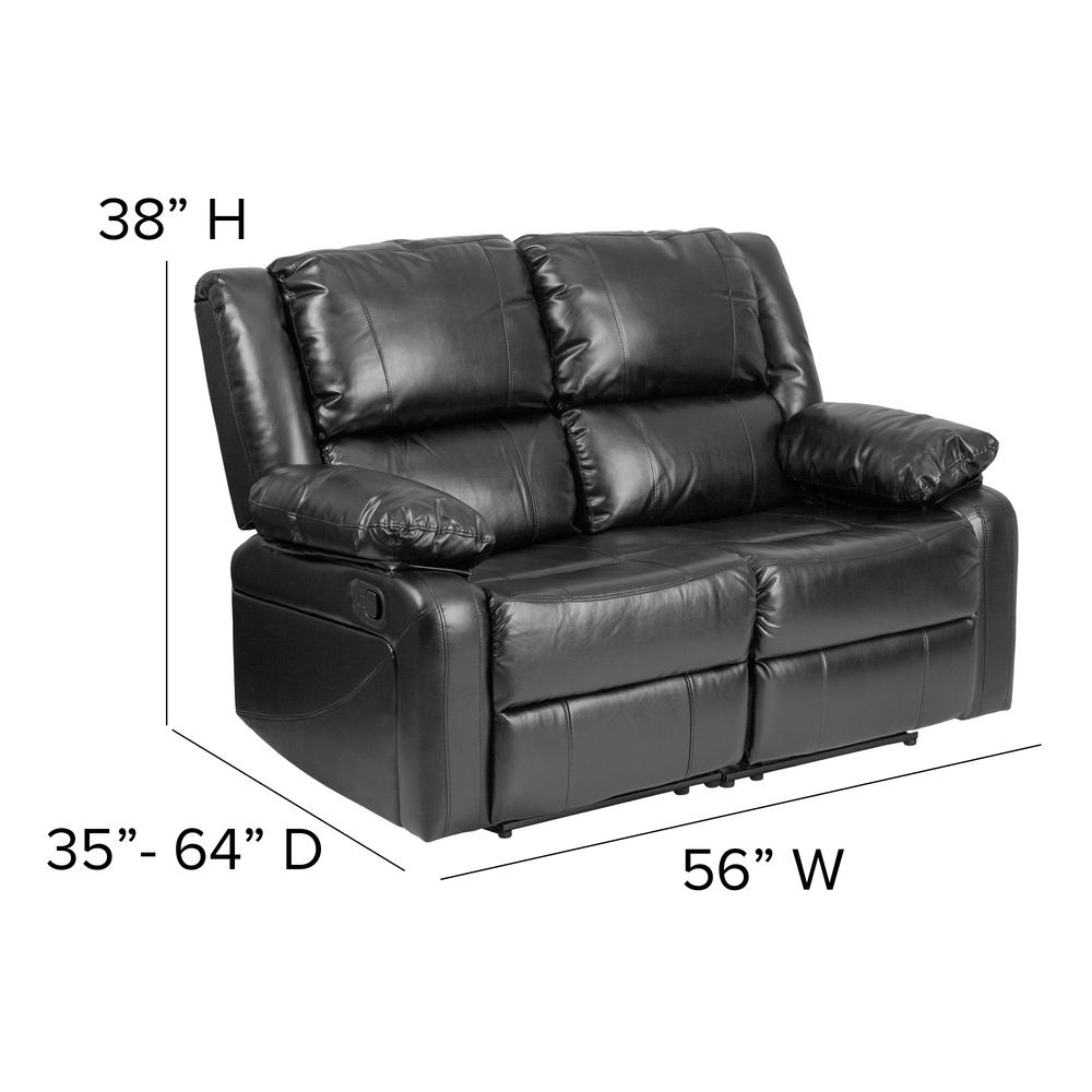 Black LeatherSoft Loveseat with Two Built-In Recliners. Picture 3
