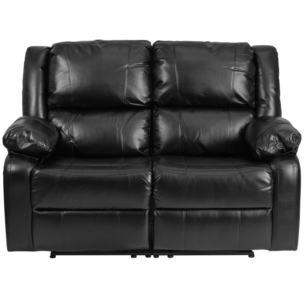 Harmony Series Black LeatherSoft Loveseat with Two Built-In Recliners. Picture 4