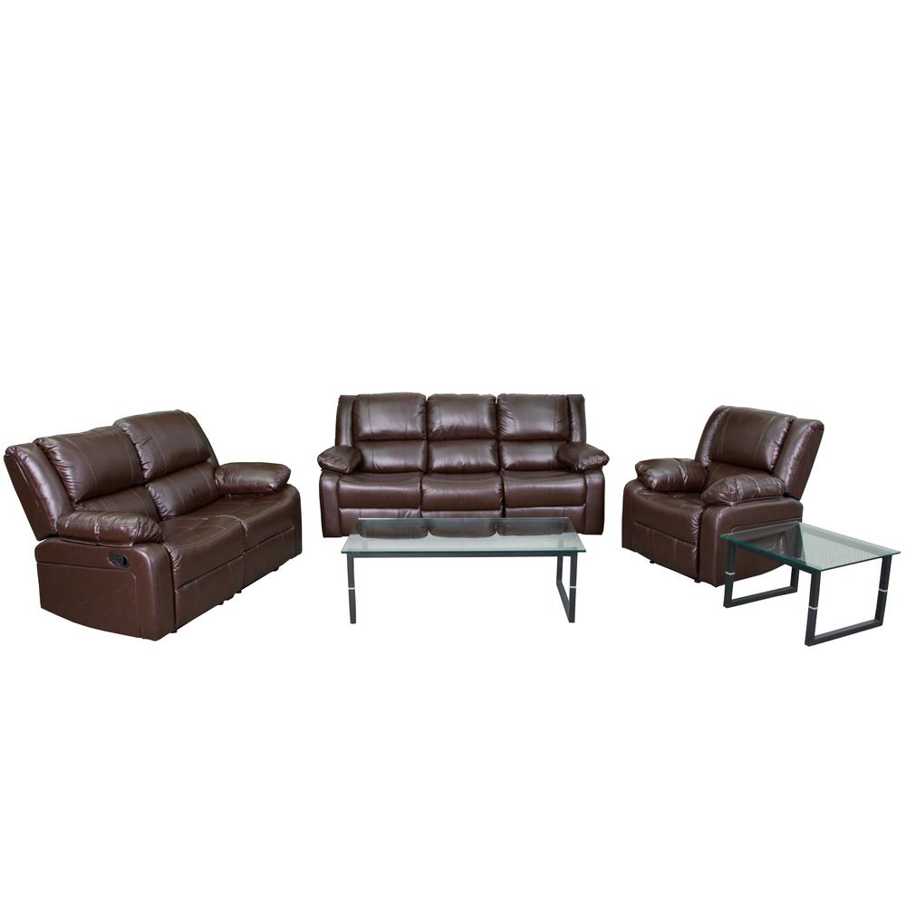 Brown LeatherSoft Reclining Sofa Set. Picture 1