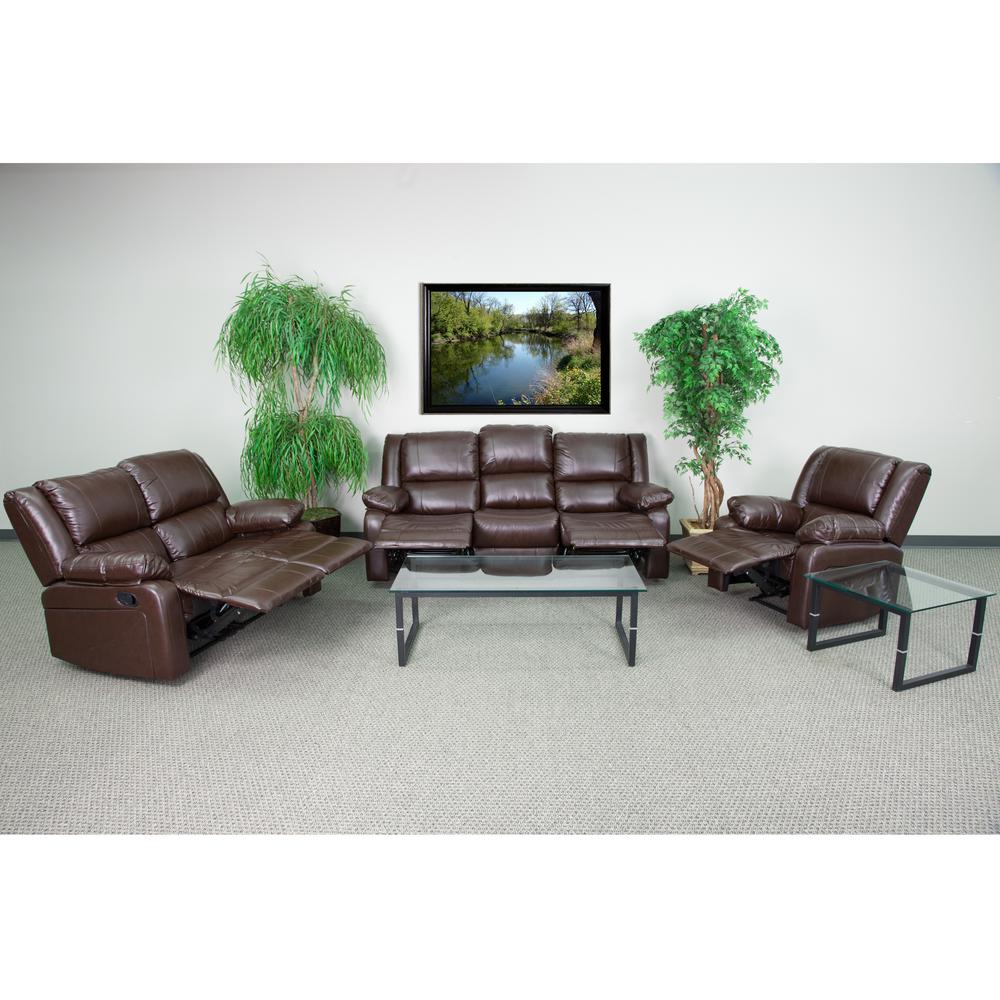 Brown LeatherSoft Reclining Sofa Set. Picture 3