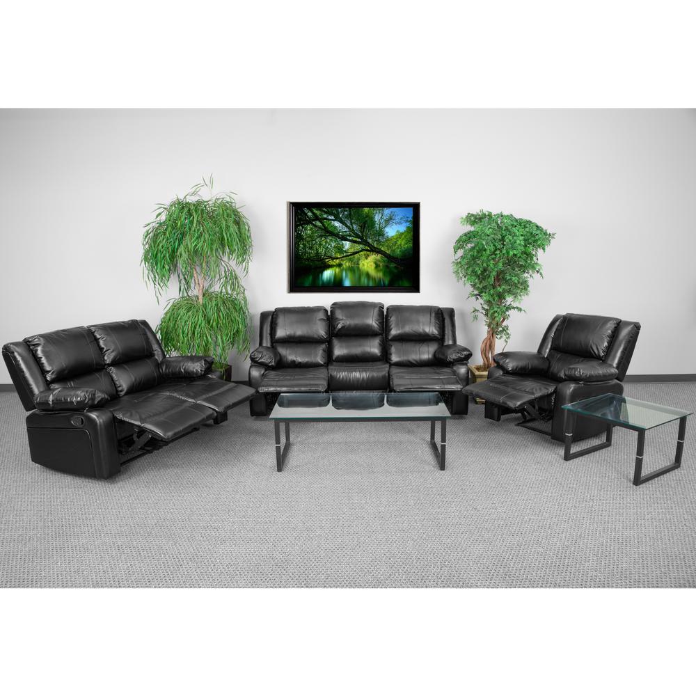 Black LeatherSoft Reclining Sofa Set. Picture 3