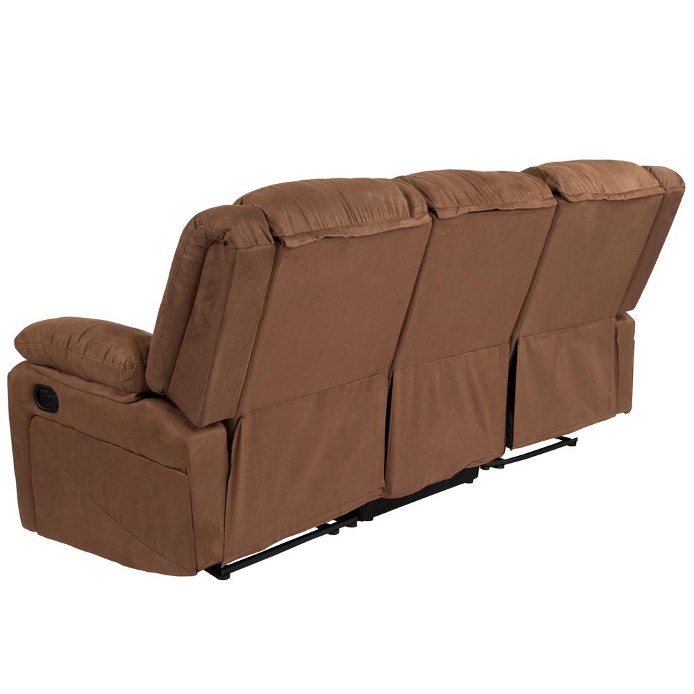 Chocolate Brown Microfiber Sofa with Two Built-In Recliners. Picture 5