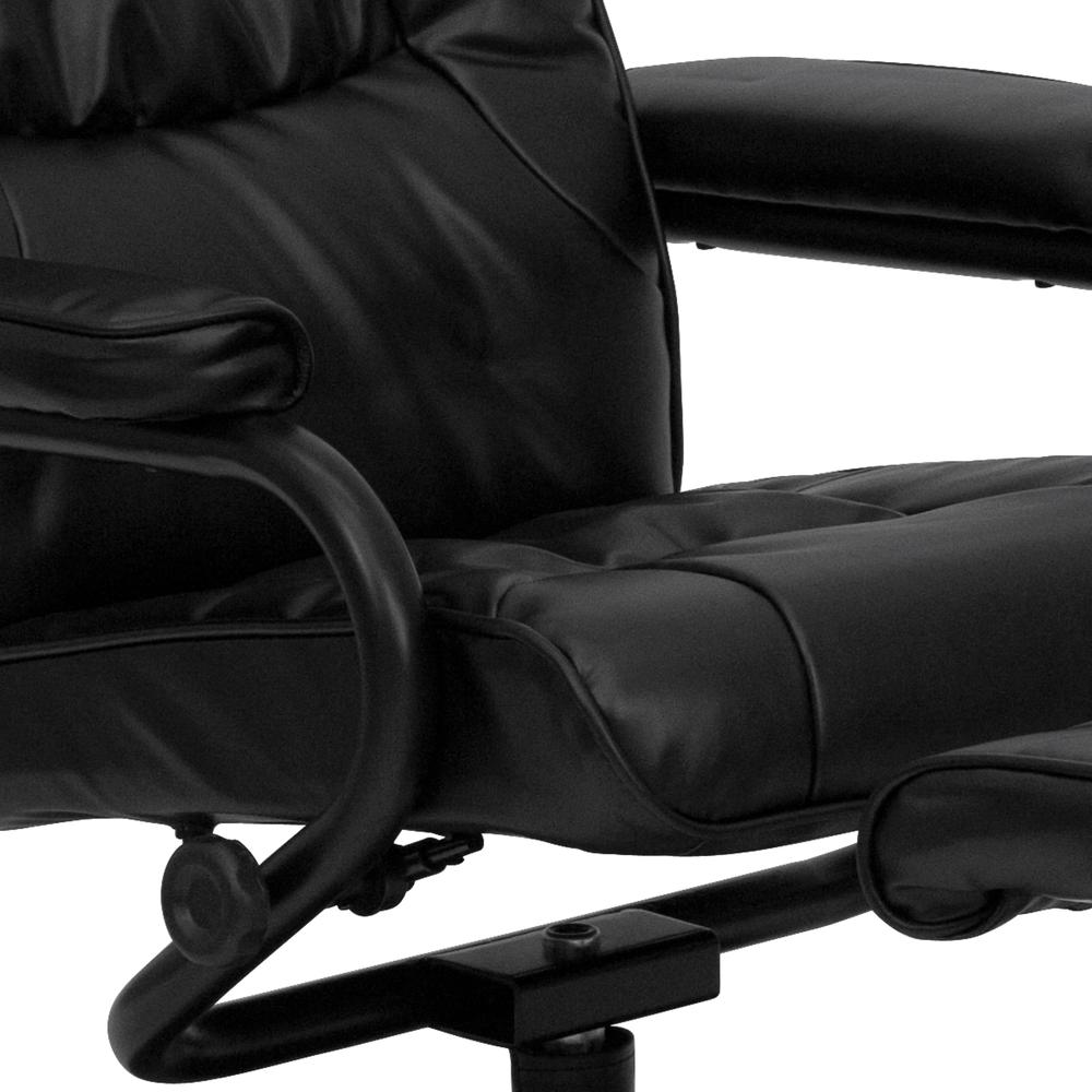 Contemporary Multi-Position Recliner and Ottoman with Wrapped Base in Black LeatherSoft. Picture 7
