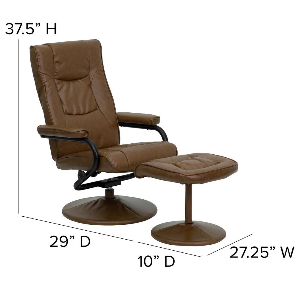 Contemporary Multi-Position Recliner and Ottoman with Wrapped Base in Palimino LeatherSoft. Picture 2