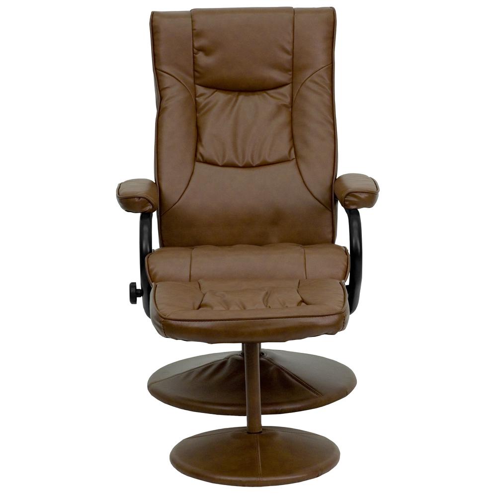 Contemporary Multi-Position Recliner and Ottoman with Wrapped Base in Palimino LeatherSoft. Picture 5