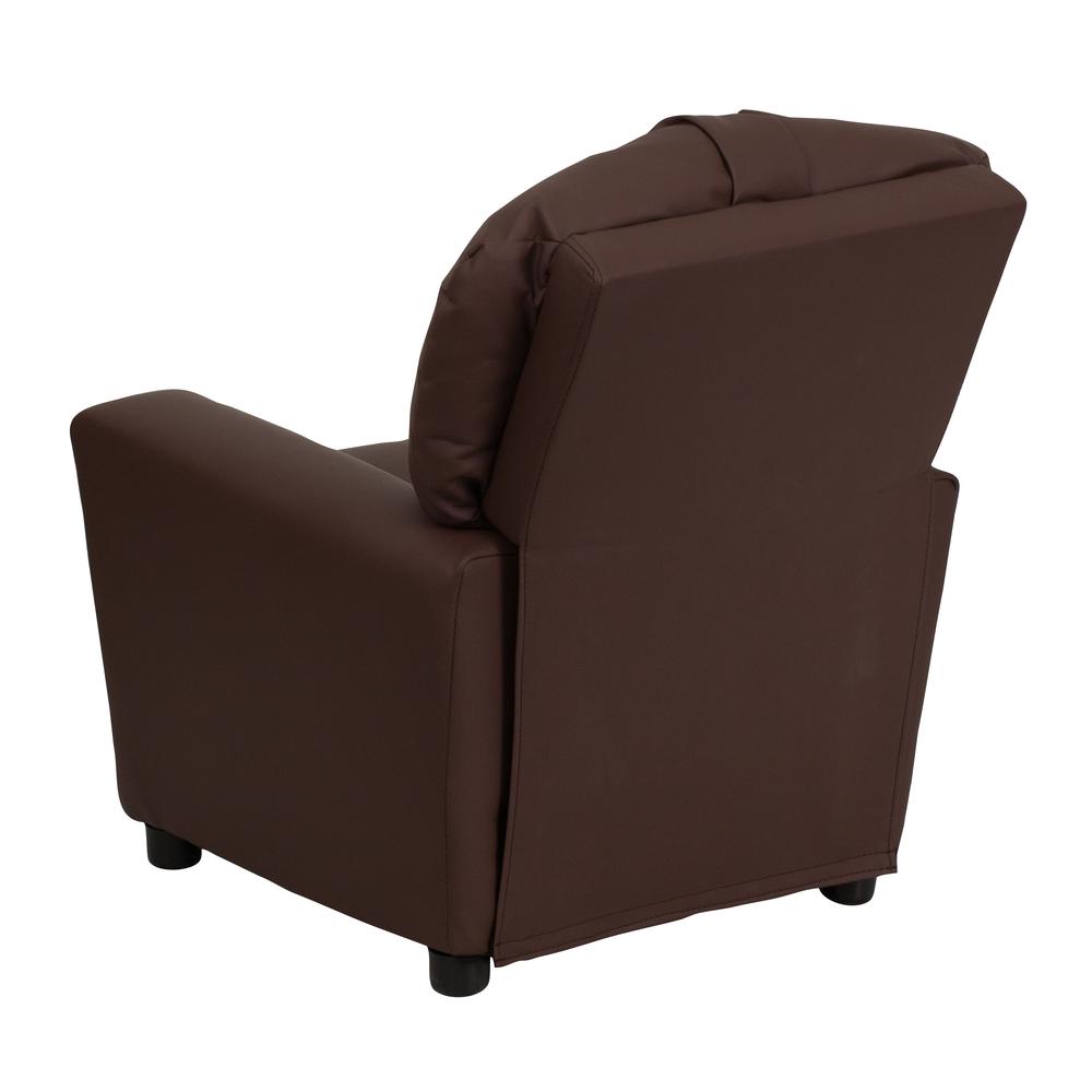 Contemporary Brown LeatherSoft Kids Recliner with Cup Holder. Picture 4