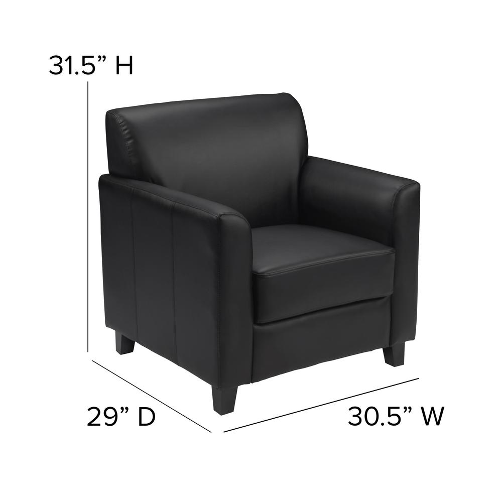 Black LeatherSoft Chair with Clean Line Stitched Frame. Picture 2