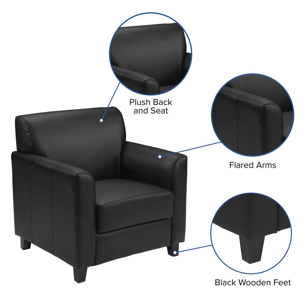 Black LeatherSoft Chair with Clean Line Stitched Frame. Picture 4