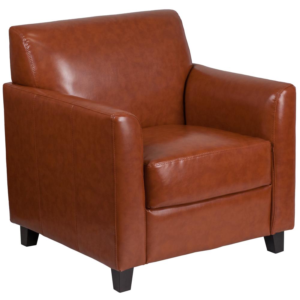 Cognac LeatherSoft Chair with Clean Line Stitched Frame. Picture 1