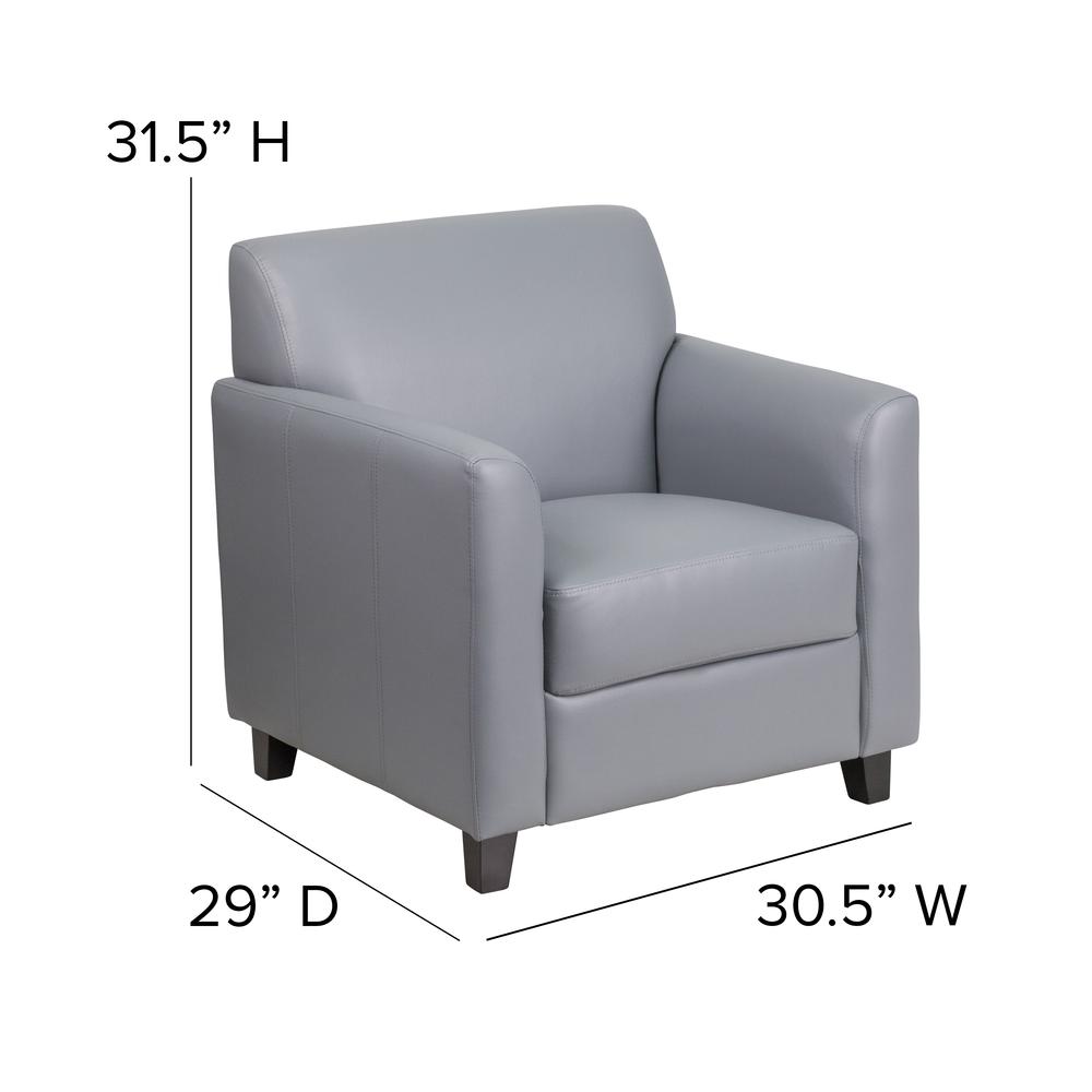 Gray LeatherSoft Chair with Clean Line Stitched Frame. Picture 2