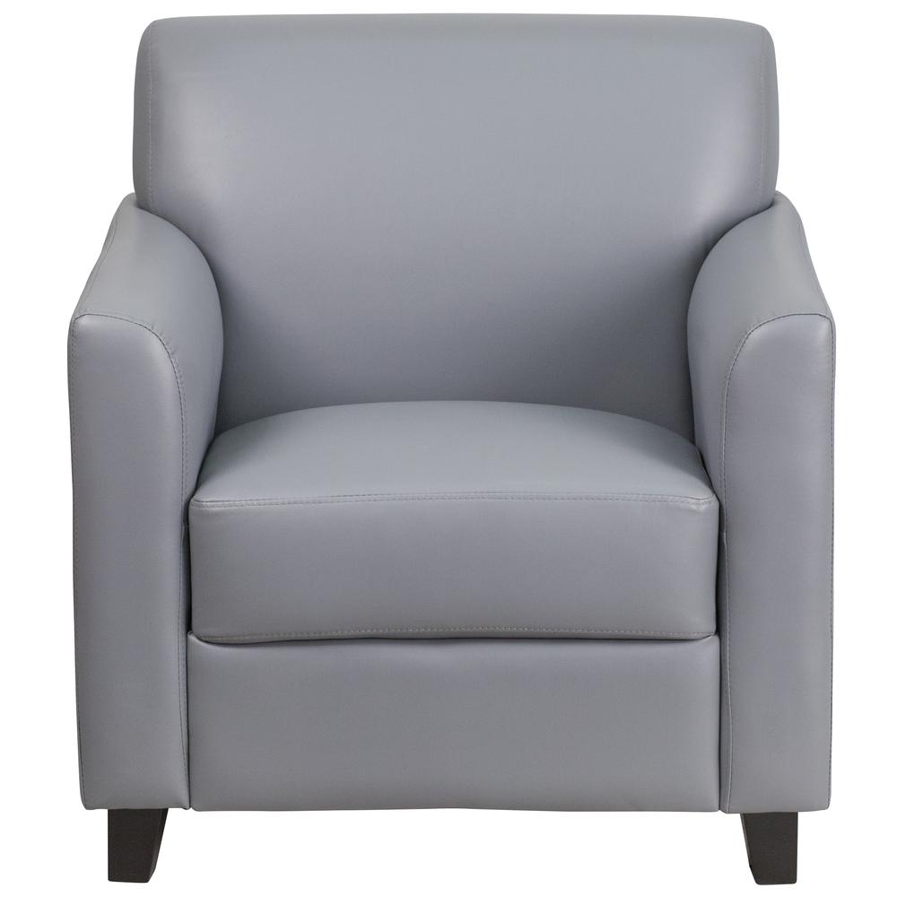 Gray LeatherSoft Chair with Clean Line Stitched Frame. Picture 5