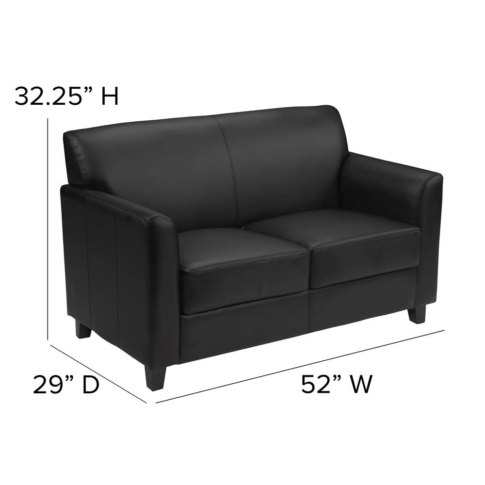 Black LeatherSoft Loveseat with Clean Line Stitched Frame. Picture 2