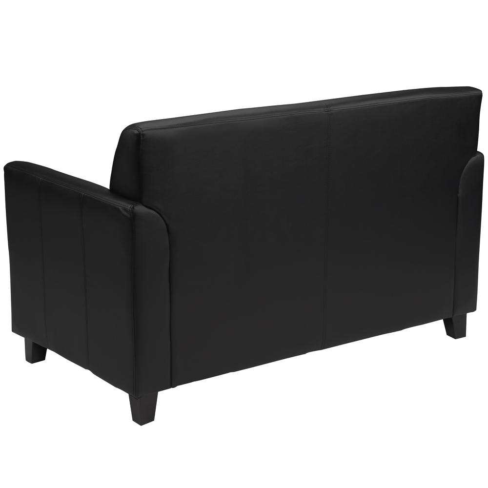 Black LeatherSoft Loveseat with Clean Line Stitched Frame. Picture 3
