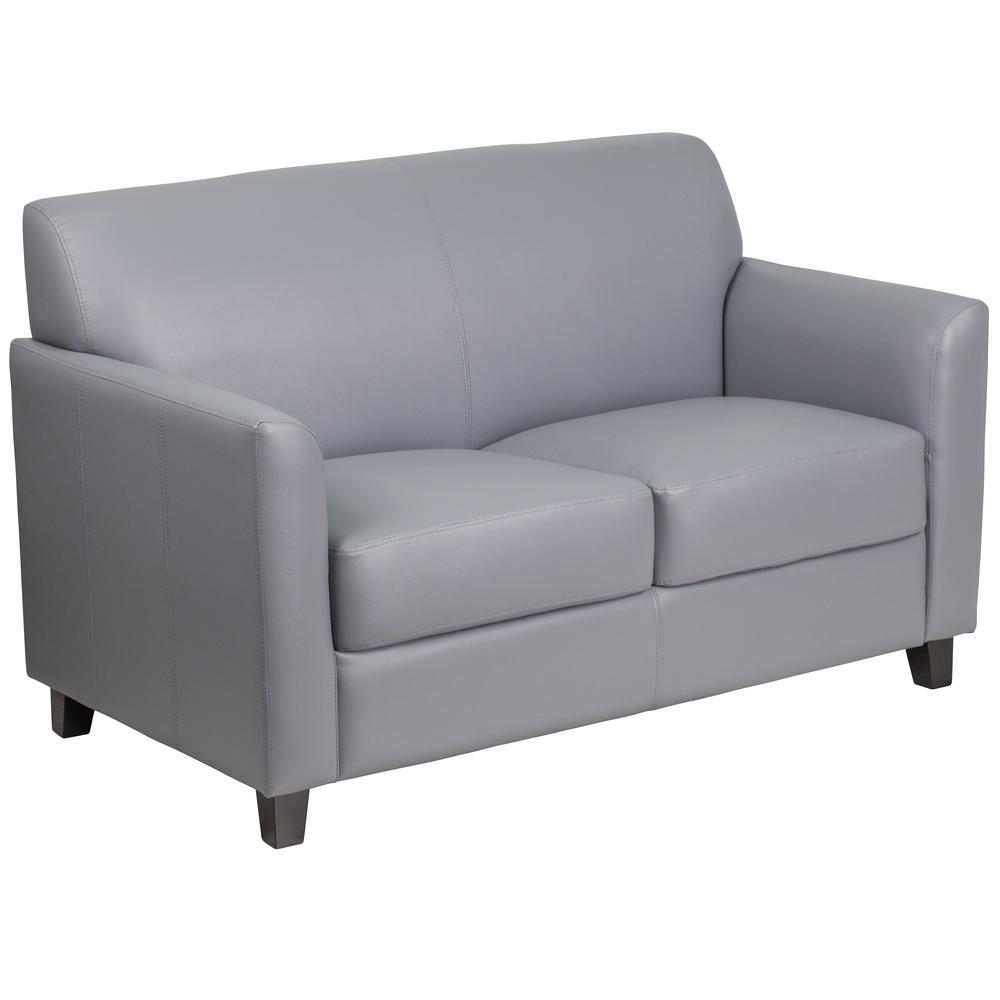 Gray LeatherSoft Loveseat with Clean Line Stitched Frame. The main picture.
