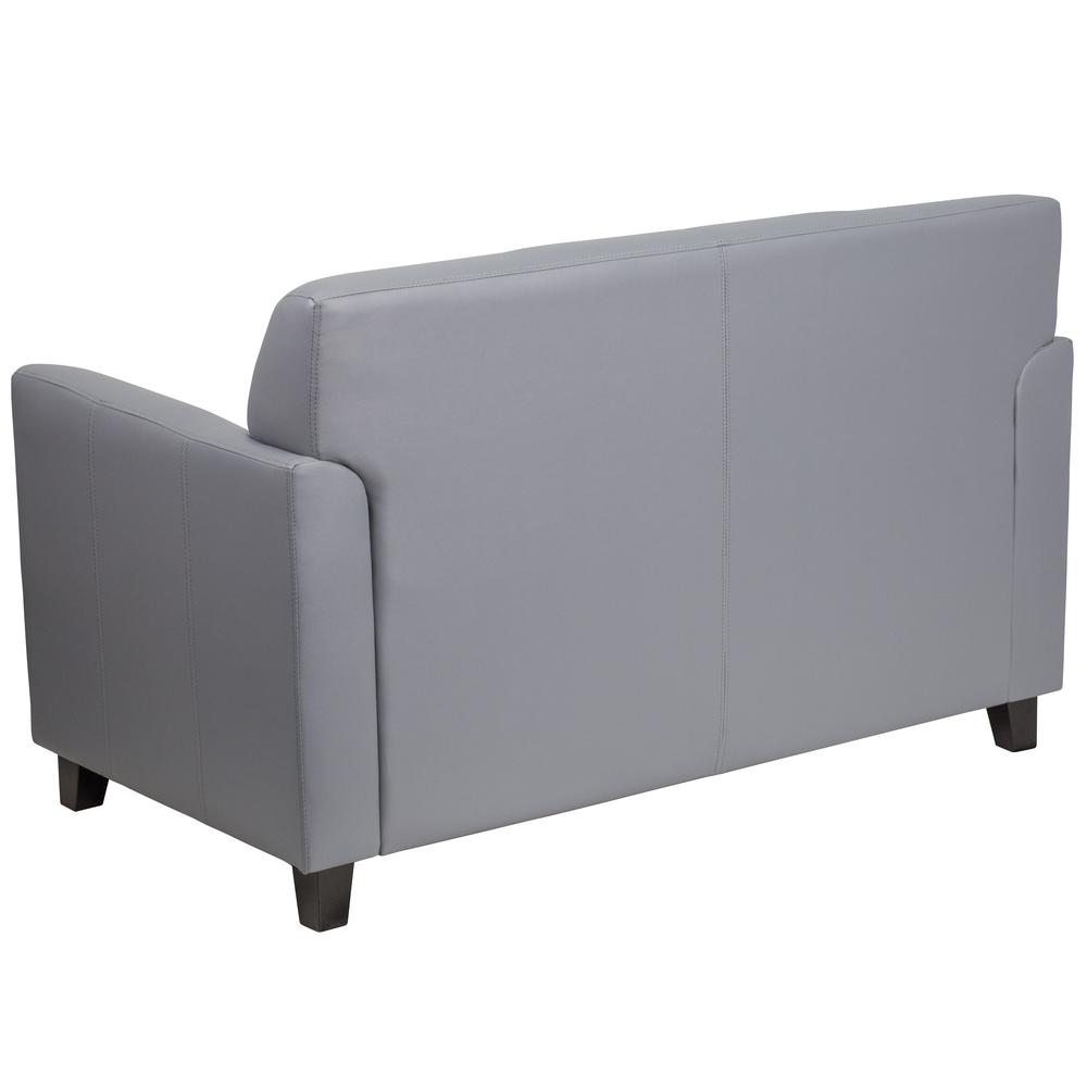 Gray LeatherSoft Loveseat with Clean Line Stitched Frame. Picture 2