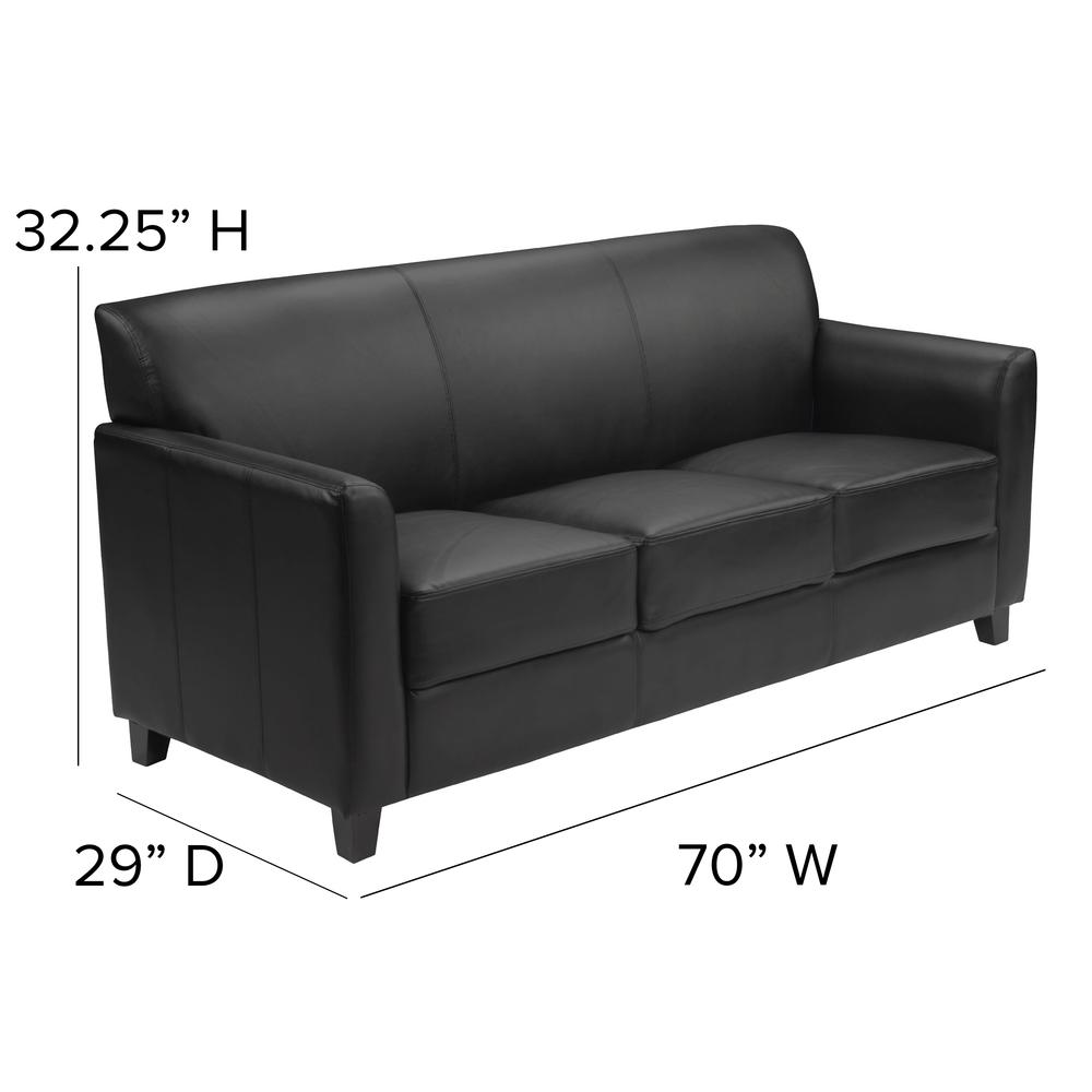 Black LeatherSoft Sofa with Clean Line Stitched Frame. Picture 2