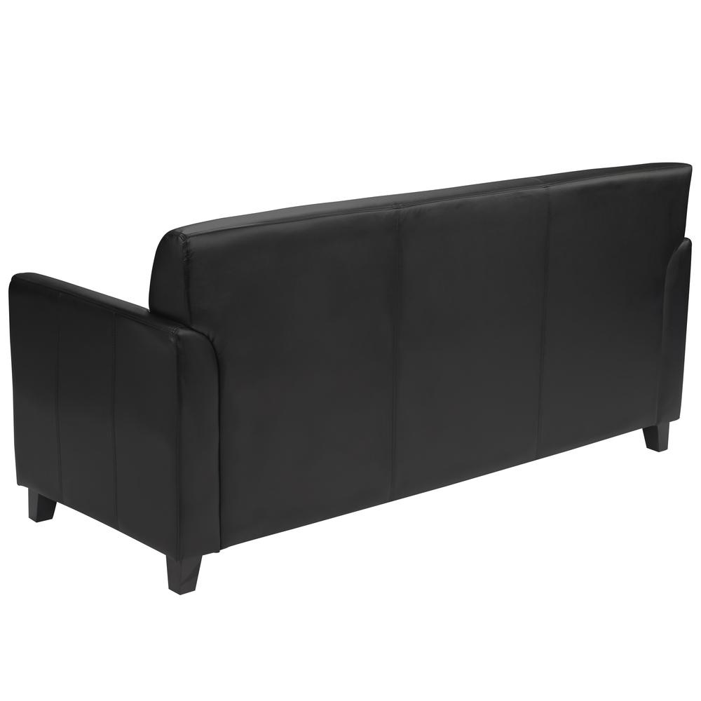 Black LeatherSoft Sofa with Clean Line Stitched Frame. Picture 3