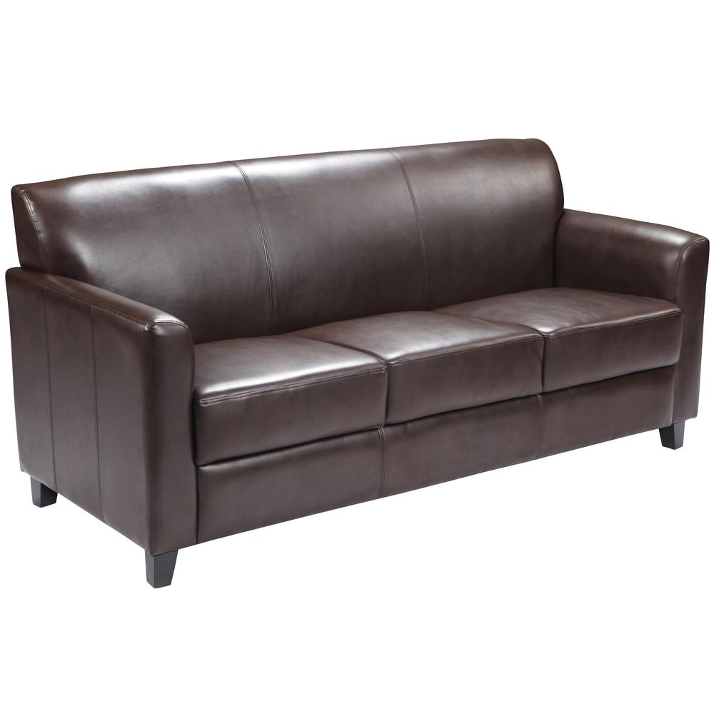 Brown LeatherSoft Sofa with Clean Line Stitched Frame. Picture 1