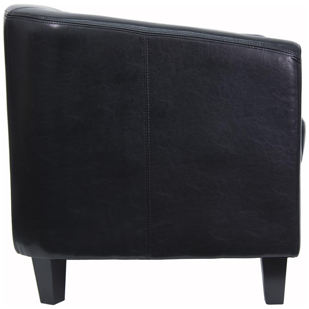 Black LeatherSoft Lounge Chair with Sloping Arms. Picture 2